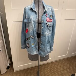 Limited Edition American Eagle Outfitters Distressed Denim Blouse w/ Patches